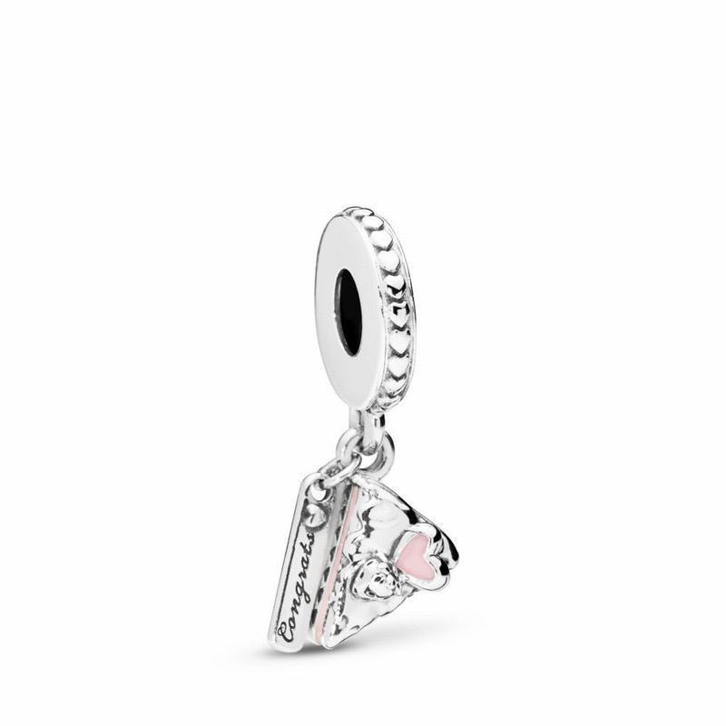 Pandora Celebration Cake Dangle Charm Ireland - Sterling Silver/Enamel/Pink - 705683WES